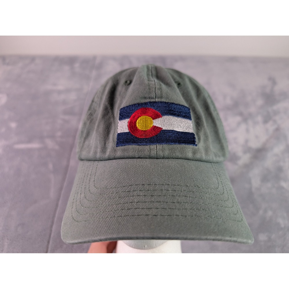 J Hats Colorado State Flag Baseball Cap Olive Green Adjustable Strap Hat